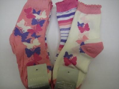 Girls Assorted Design Socks Butterfly Pattern