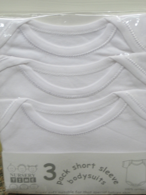 Baby 3 Pack Short Sleeve Bodysuits White