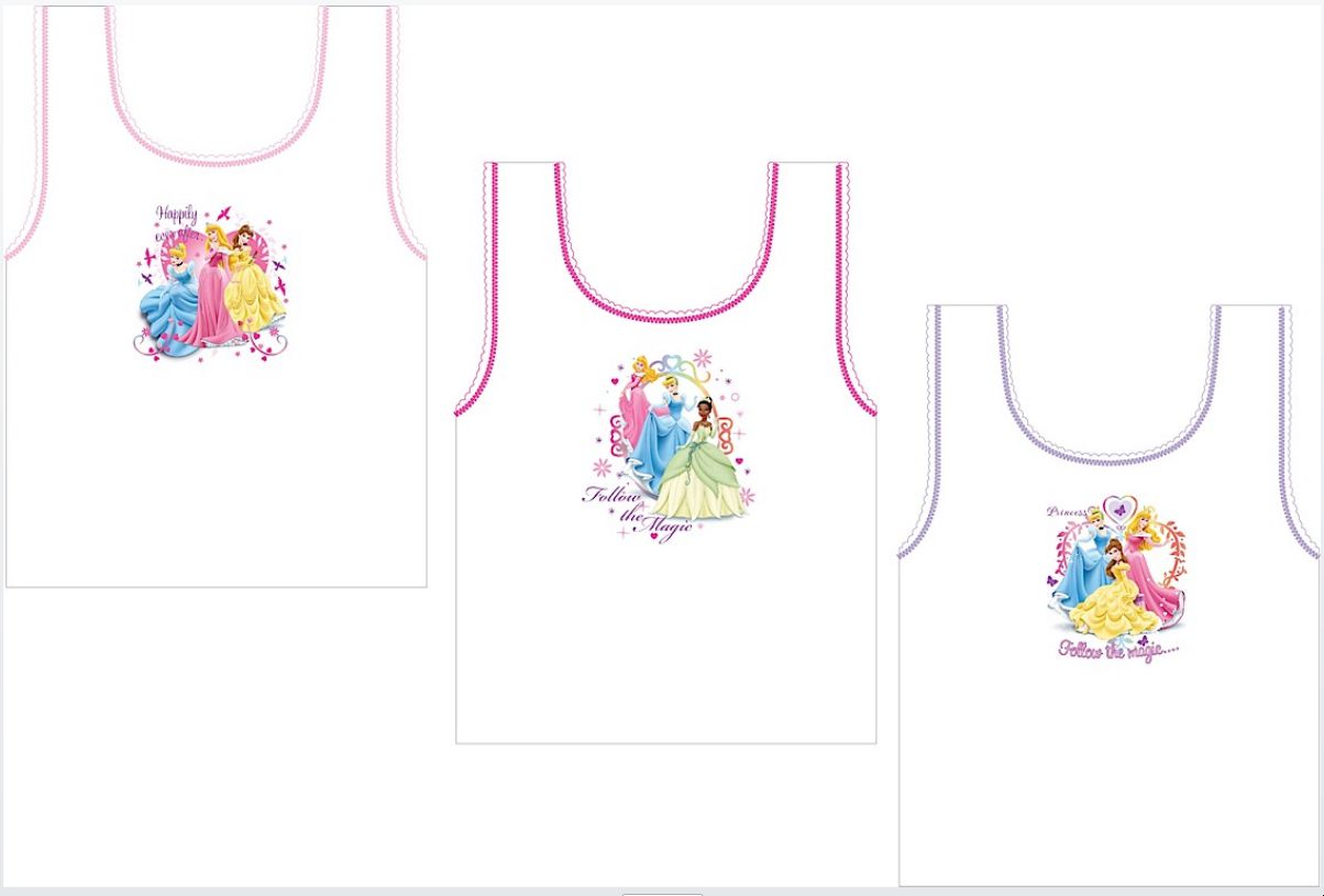 Girls Disney Princess 3pack Vest Set