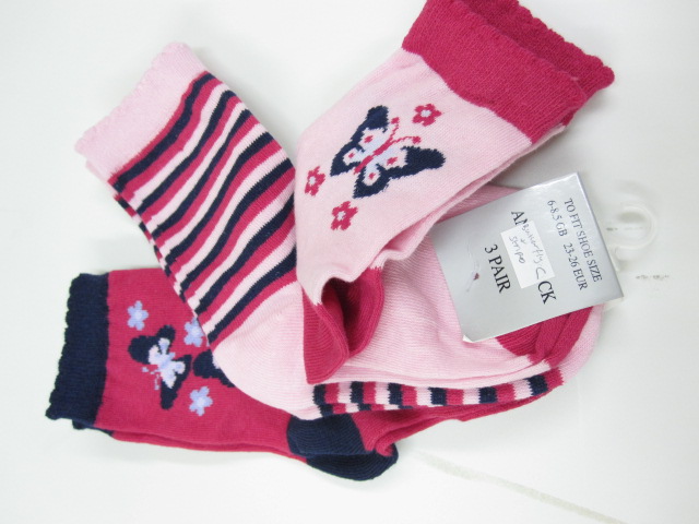 Girls Assorted Design Butterfly Socks