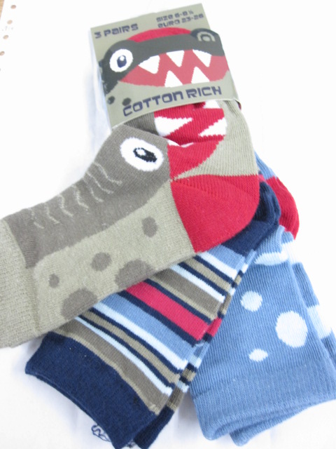 Kids Assorted Design Socks 3 Pack