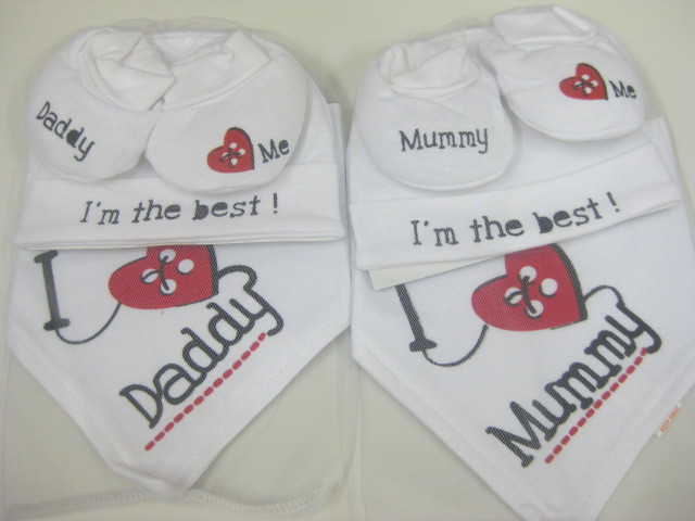 Baby Bib, Hat, Mitts Gift Set