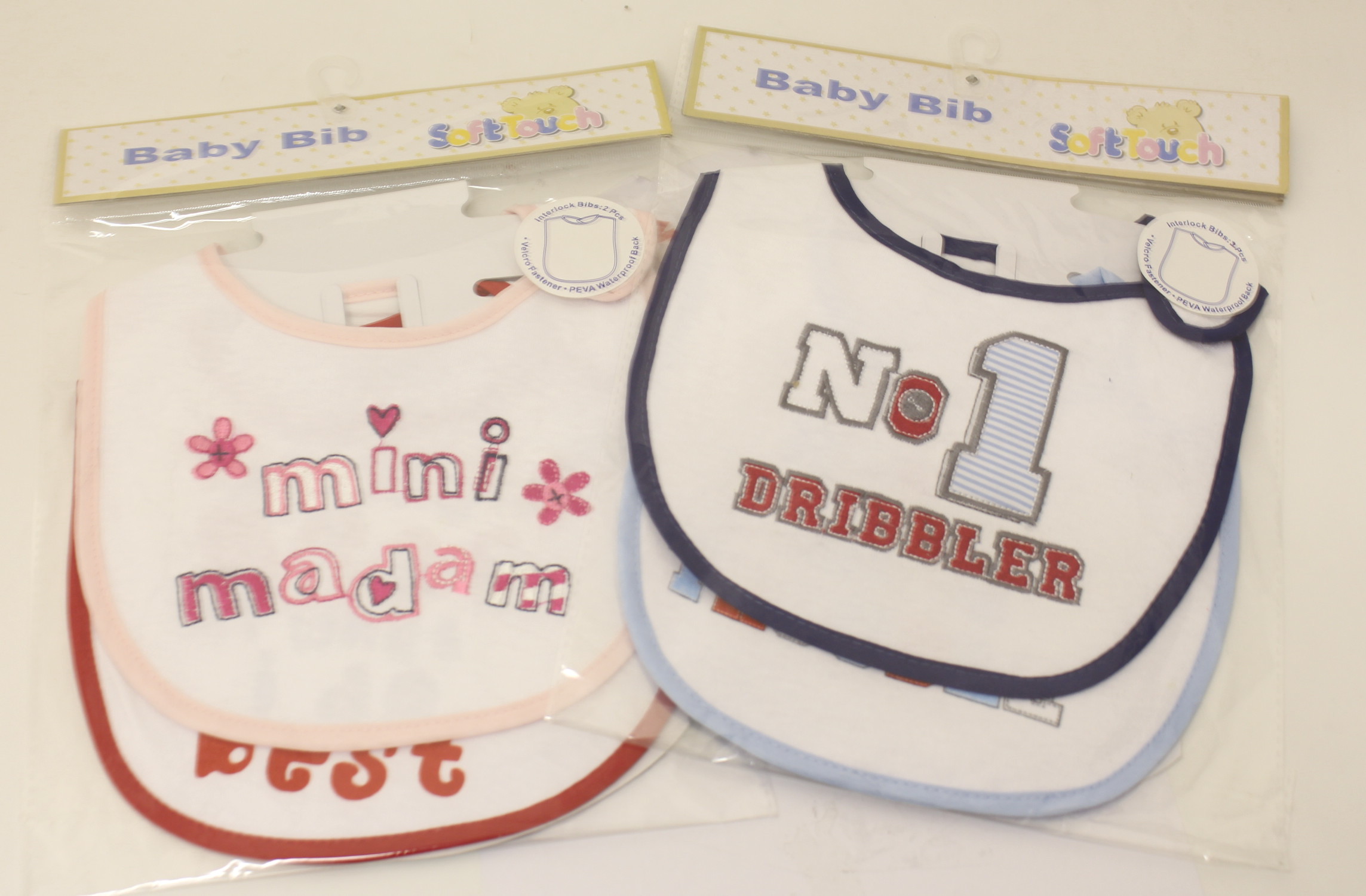 Baby Assorted Slogan Bibs Pink Blue