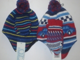 Kids Knitted Pom Pom Hats With Mitts