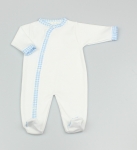 Baby Cotton Sleepsuit - White/Blue