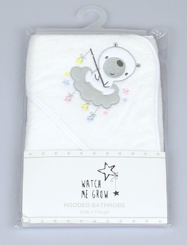 Baby Hooded Robe, Bear On Cloud Embroidery