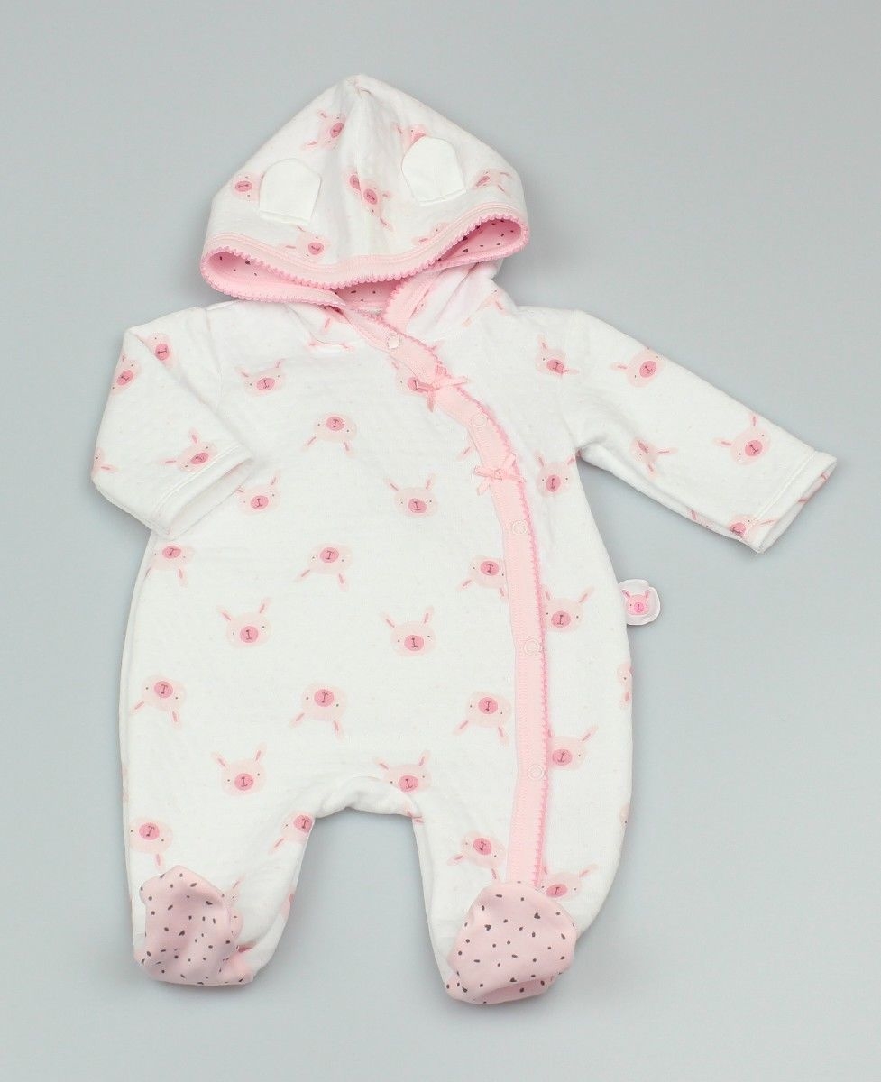 Baby Supersoft Quilted Romper With Hood