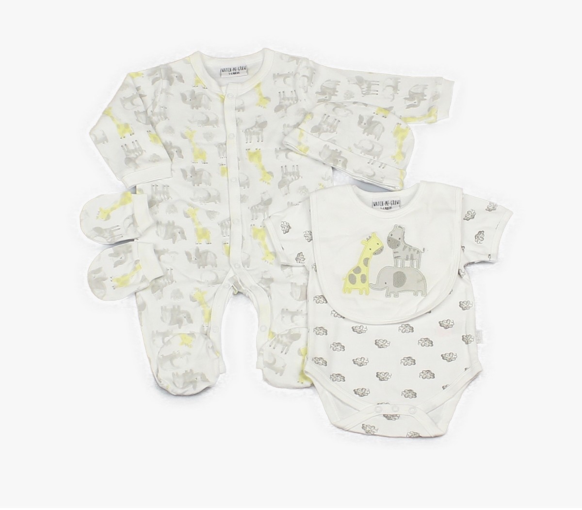 Baby 5pc Layette Gift Set - Sleepsuit, Bodysuit, Bib, Cap And Mitts