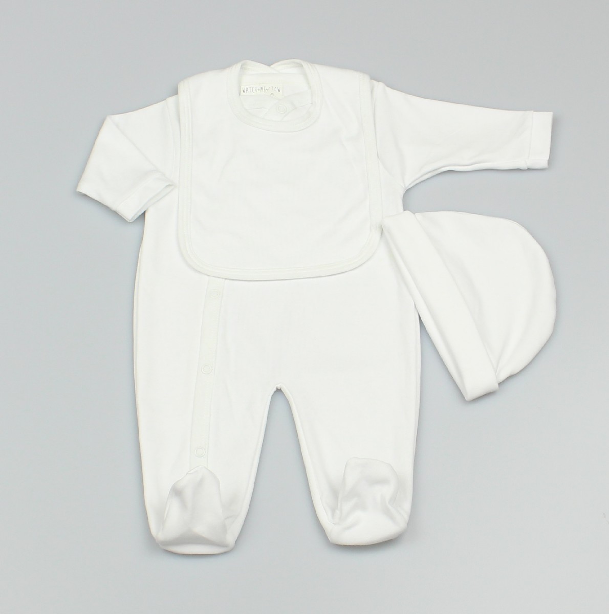 Baby 3pc Layette Gift Set - Sleepsuit, Bib And Cap