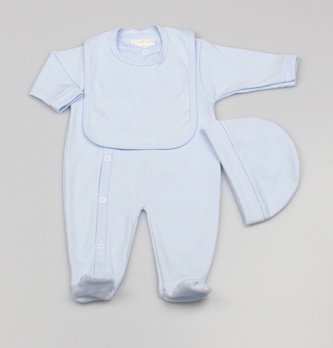 Baby 3pc Layette Gift Set - Sleepsuit, Bib And Cap