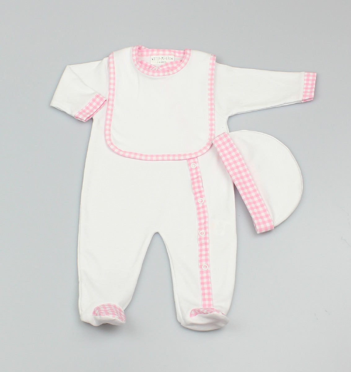 Baby 3pc Layette Gift Set - Sleepsuit, Bib And Cap