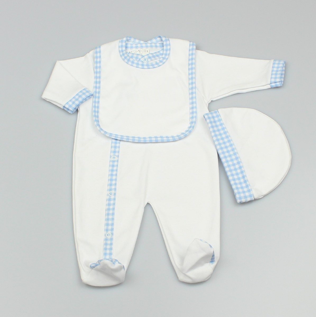 Baby 3pc Layette Gift Set - Sleepsuit, Bib And Cap