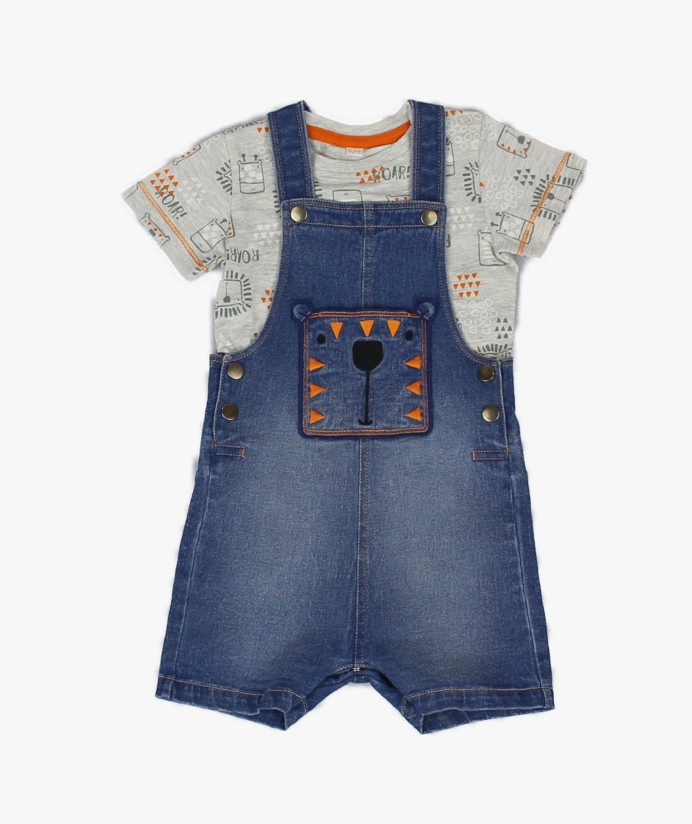 Boys Knit Denim Comfort Short Dungaree