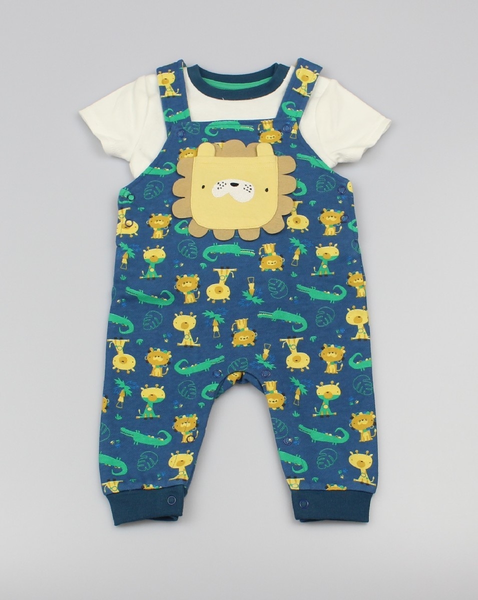 Knit Dungaree + T-shirt Crocodile