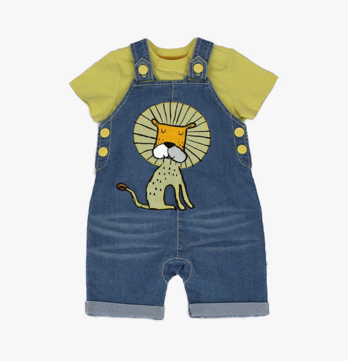 Denim Dungaree + T-shirt, Lion