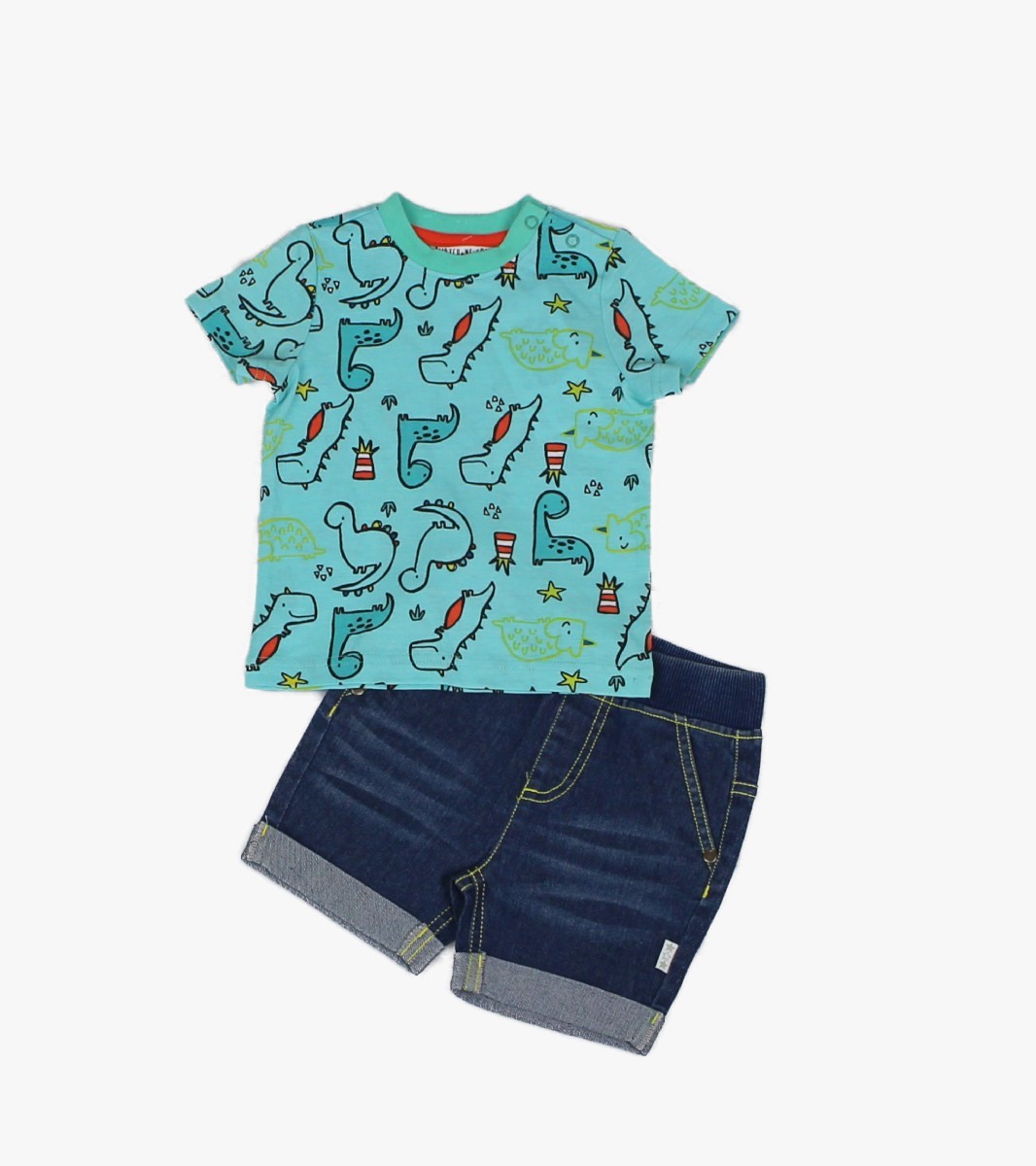 Denim Shorts + T-shirt, Dino