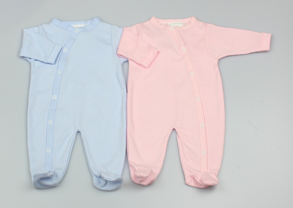 Cotton Sleepsuit Plain Pink/blue