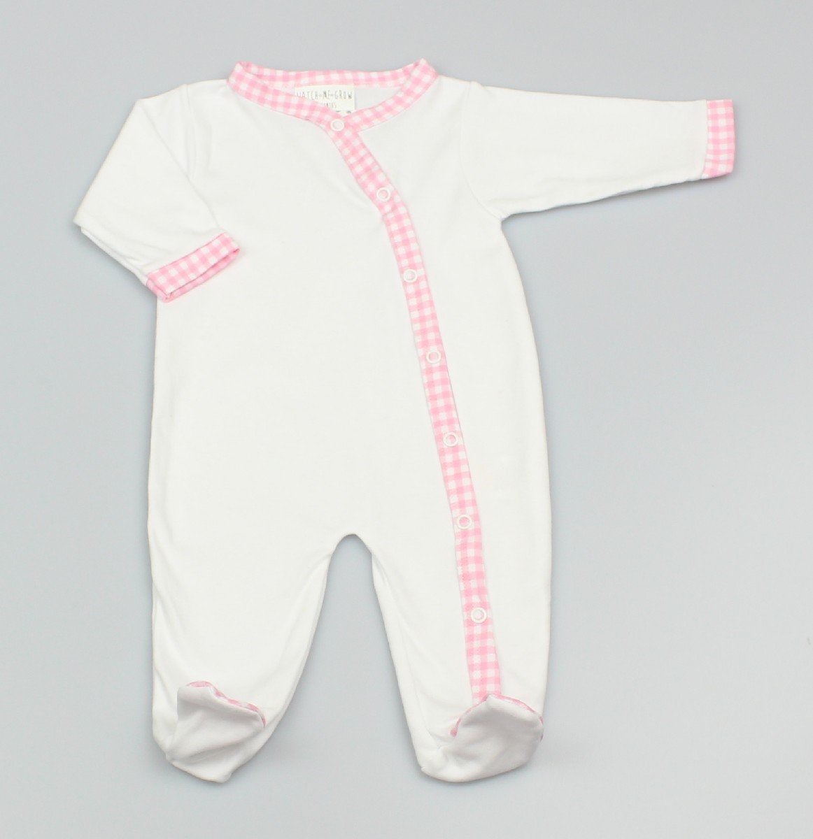 Baby Cotton Sleepsuit - White/Pink