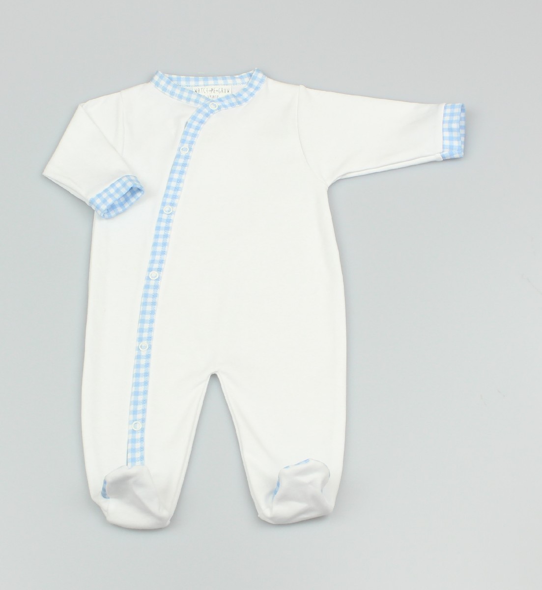 Baby Cotton Sleepsuit - White/Blue