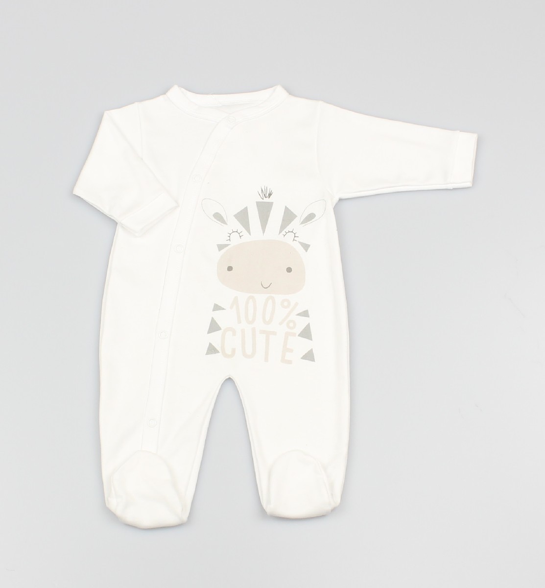 Cotton Sleepsuit Zebra White