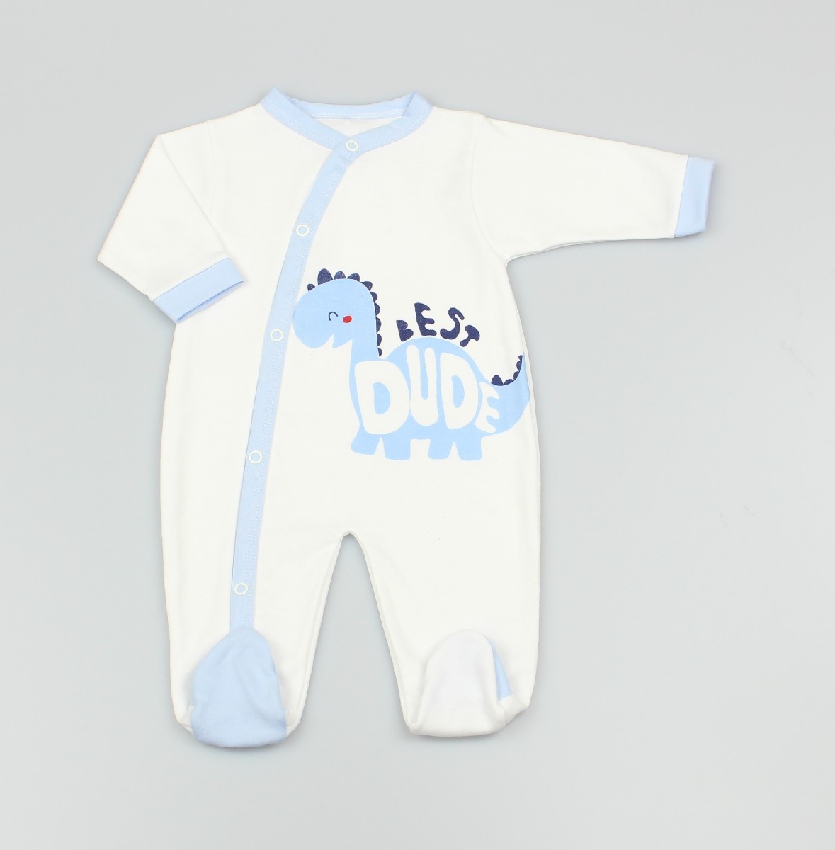 Cotton Sleepsuit Dino White/Blue