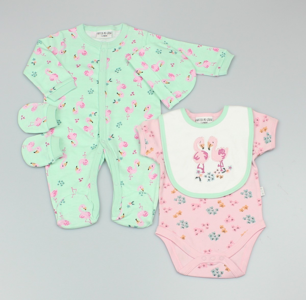 Baby 5pc Layette Gift Set - Sleepsuit, Bodysuit, Bib, Cap And Mitts