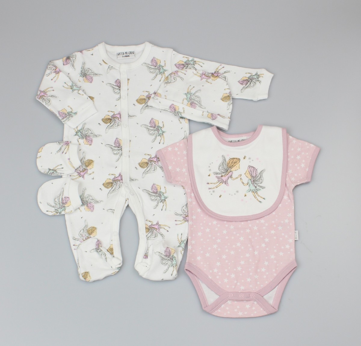 Baby 5pc Layette Gift Set - Sleepsuit, Bodysuit, Bib, Cap And Mitts