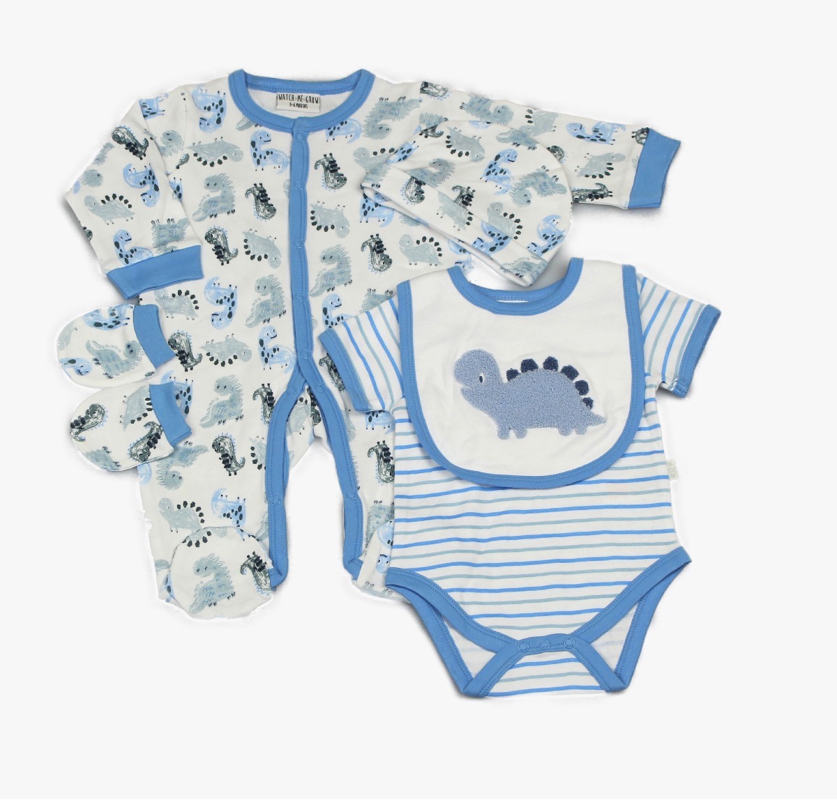 Baby 5pc Layette Gift Set - Sleepsuit, Bodysuit, Bib, Cap And Mitts