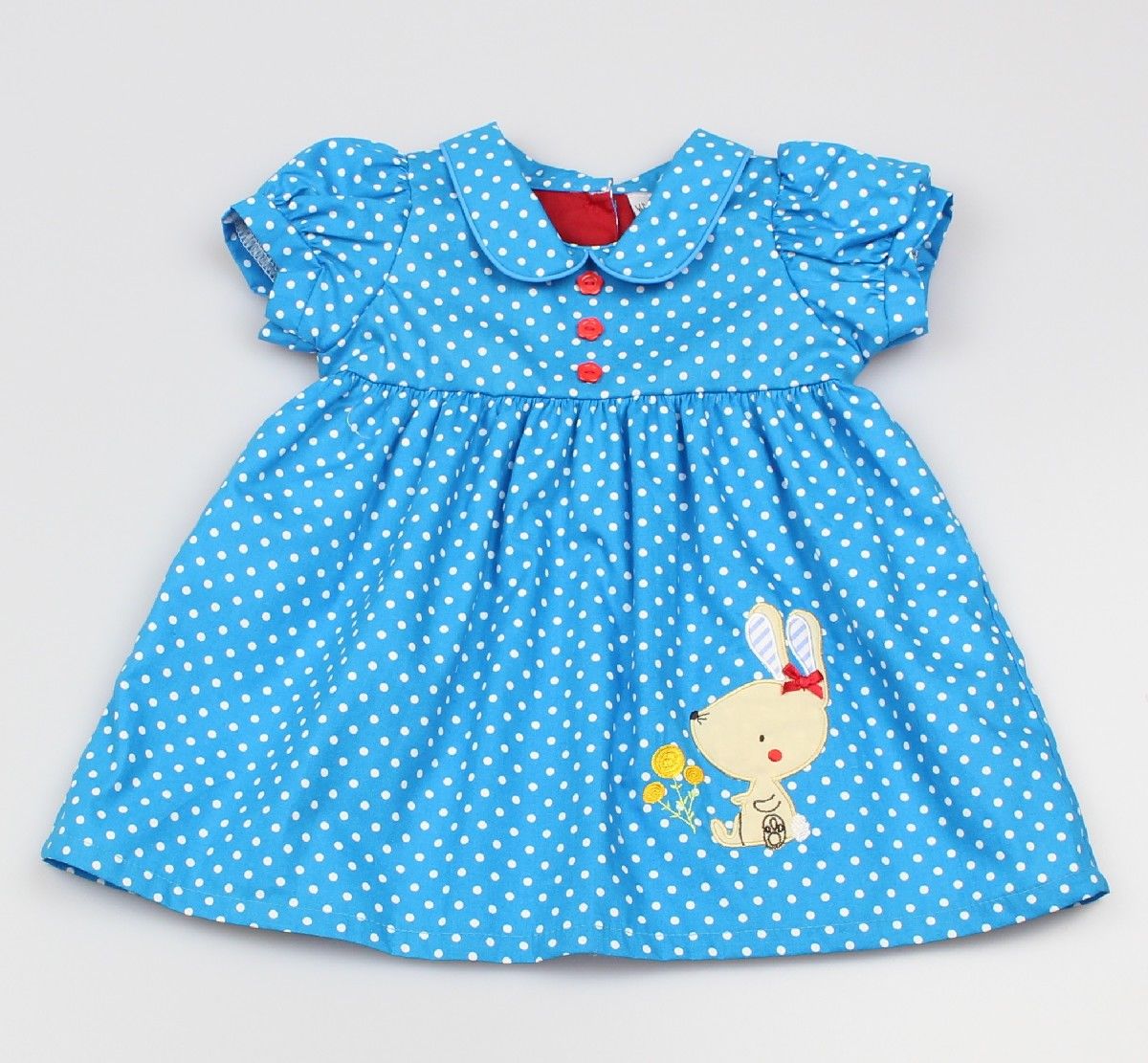 AOP Dress Lined Bright Blue/Polka Dots