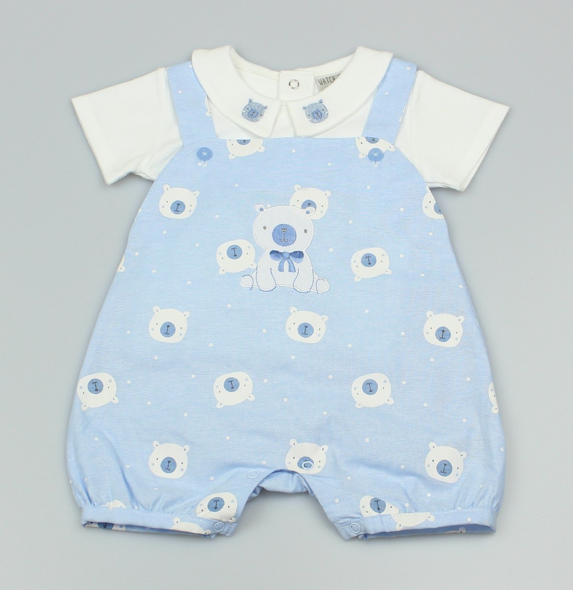 Boys Dungaree + Top Bear Print