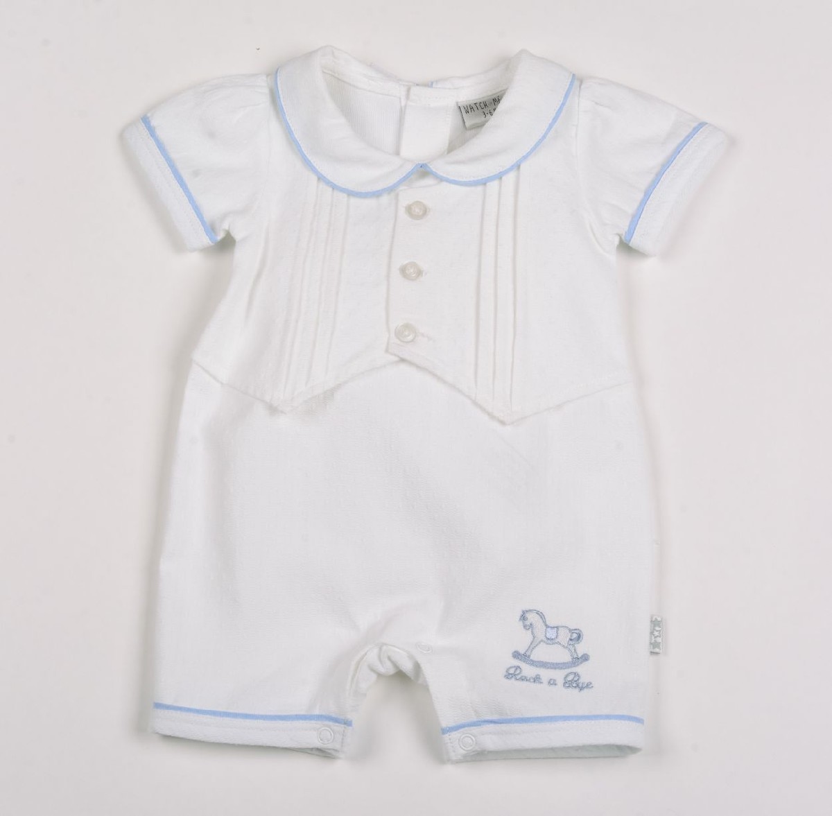 Baby Boy’s White Dobby Romper