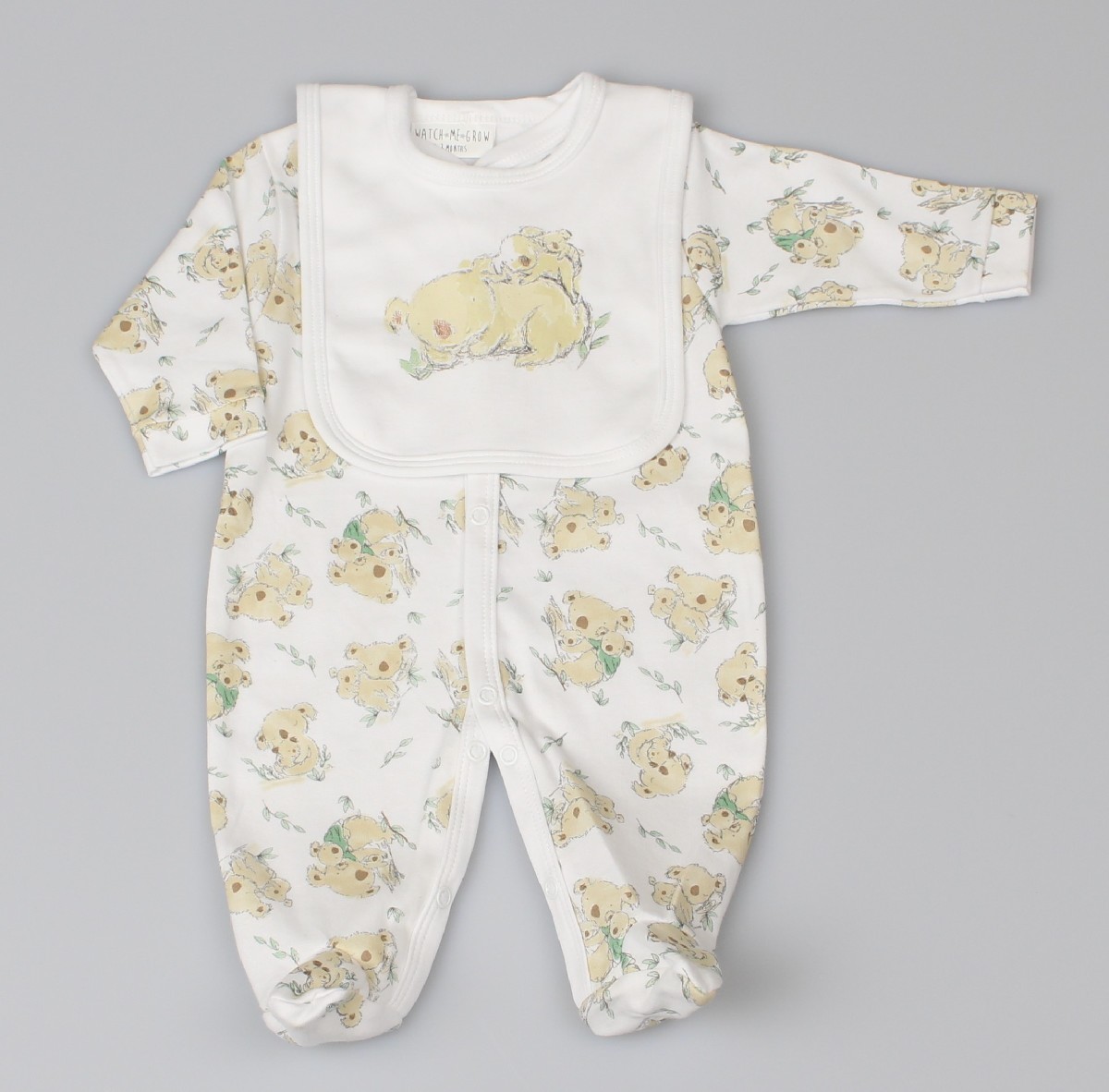 Baby 3pc Layette Gift Set - Sleepsuit, Bib And Cap